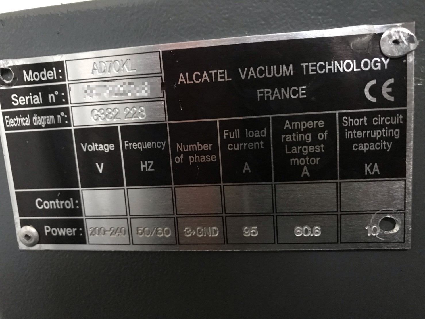 ALCATEL AD70KL Dry Pump image