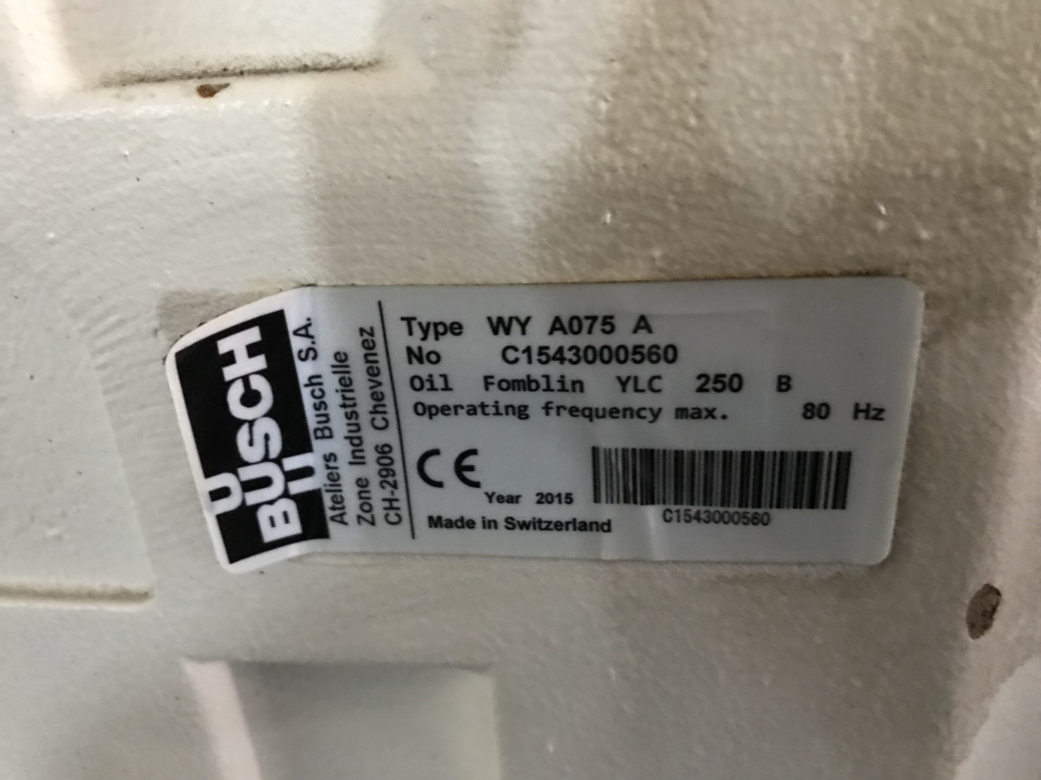 BUSCH WY A075 A Mechanical Booster Pump image