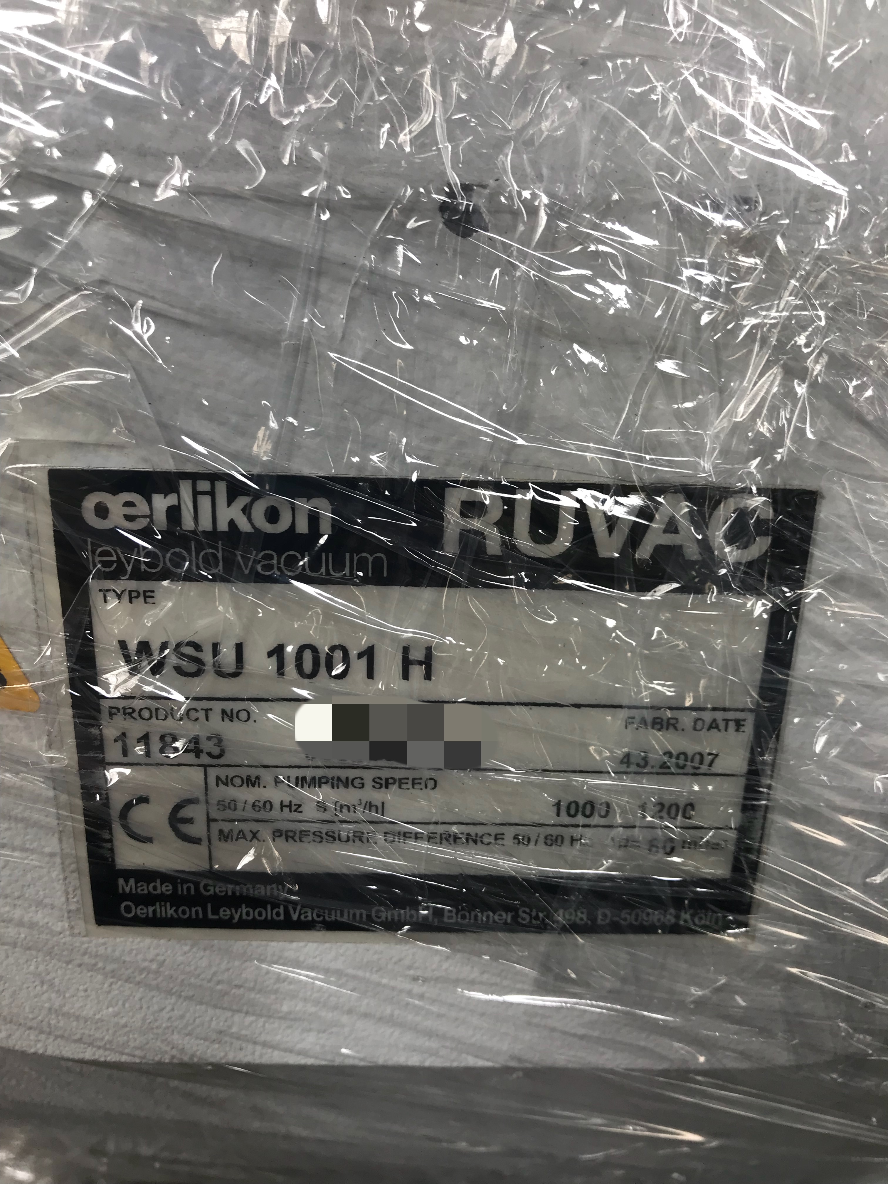 Leybold WSU 1001 H Mechanical Booster Pump image