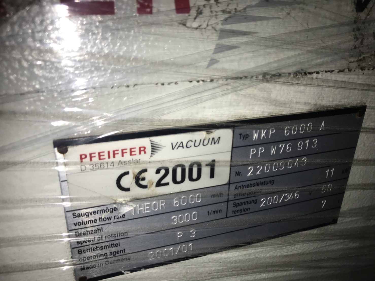 PEEIFFER VACUUM WKP 6000 A Mechanical Booster Pump image