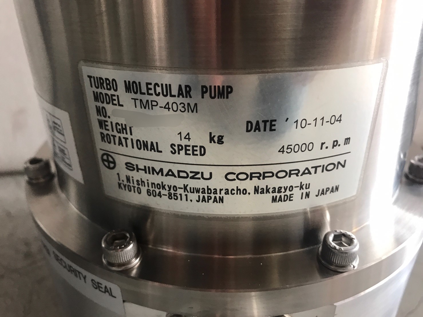 SHIMADZU TMP-403M Turbo Pump image