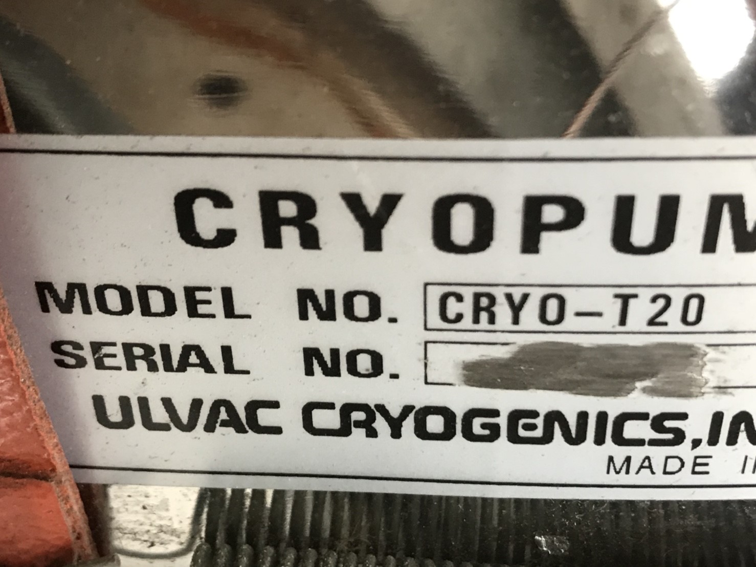 ULVAC CRYO-T20 Cryo Pump圖片