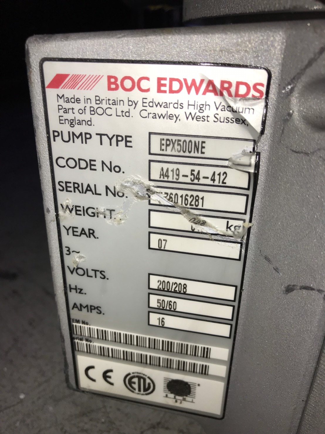 EDWARDS EPX 500NE Dry Pump圖片