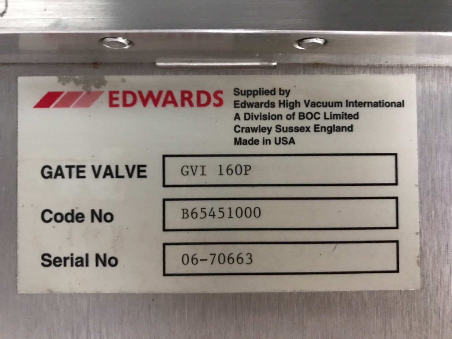 EDWARDS GVI 160P Gate Valve圖片