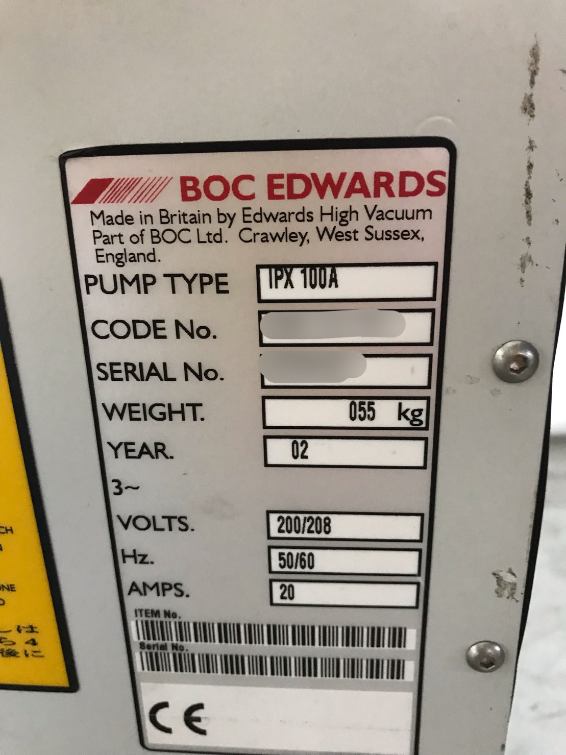 EDWARDS IPX 100A Dry Vacuum Pump圖片