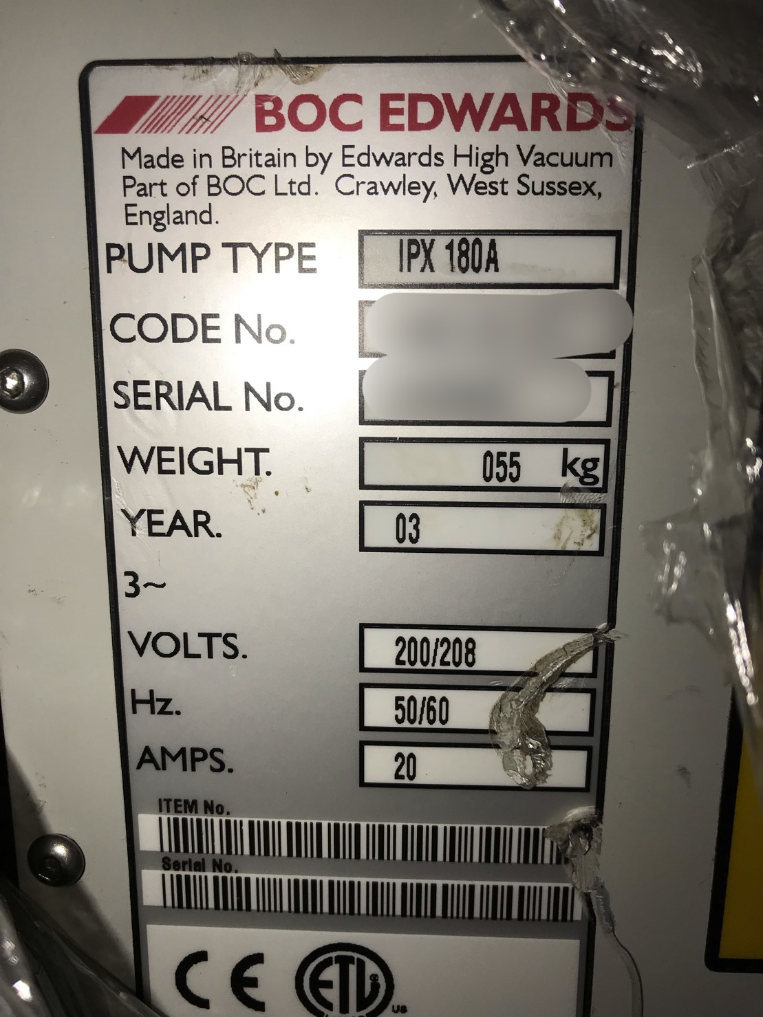 EDWARDS IPX 180A Dry Vacuum Pump圖片