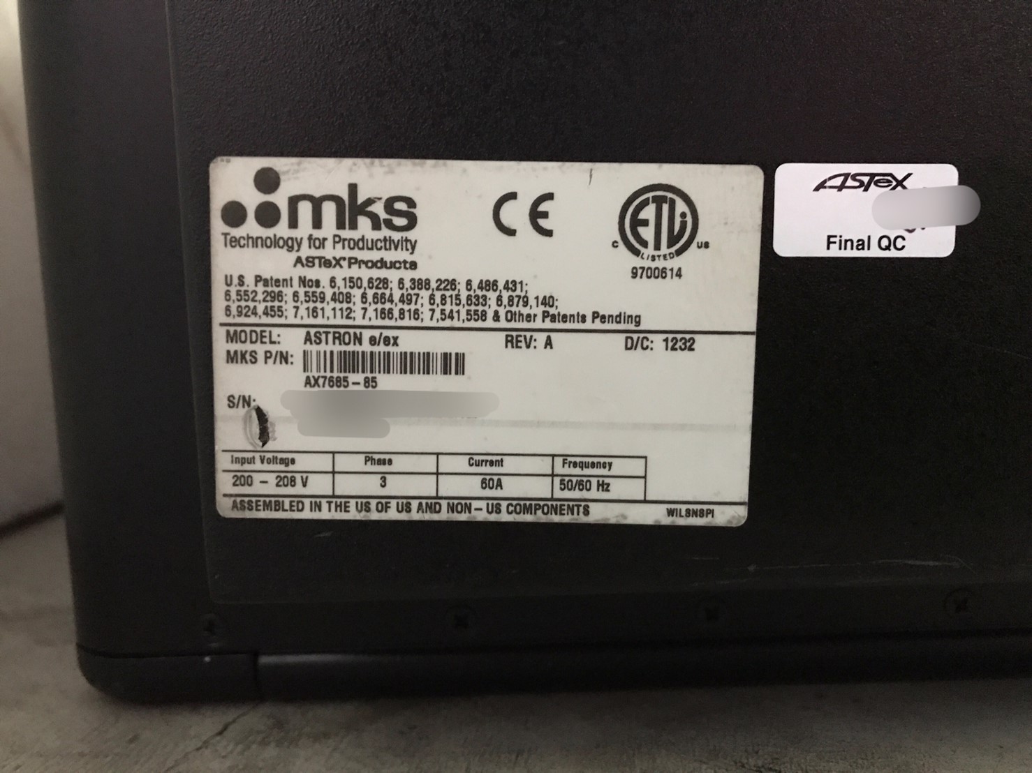MKS ASTRONex AX7685-85圖片