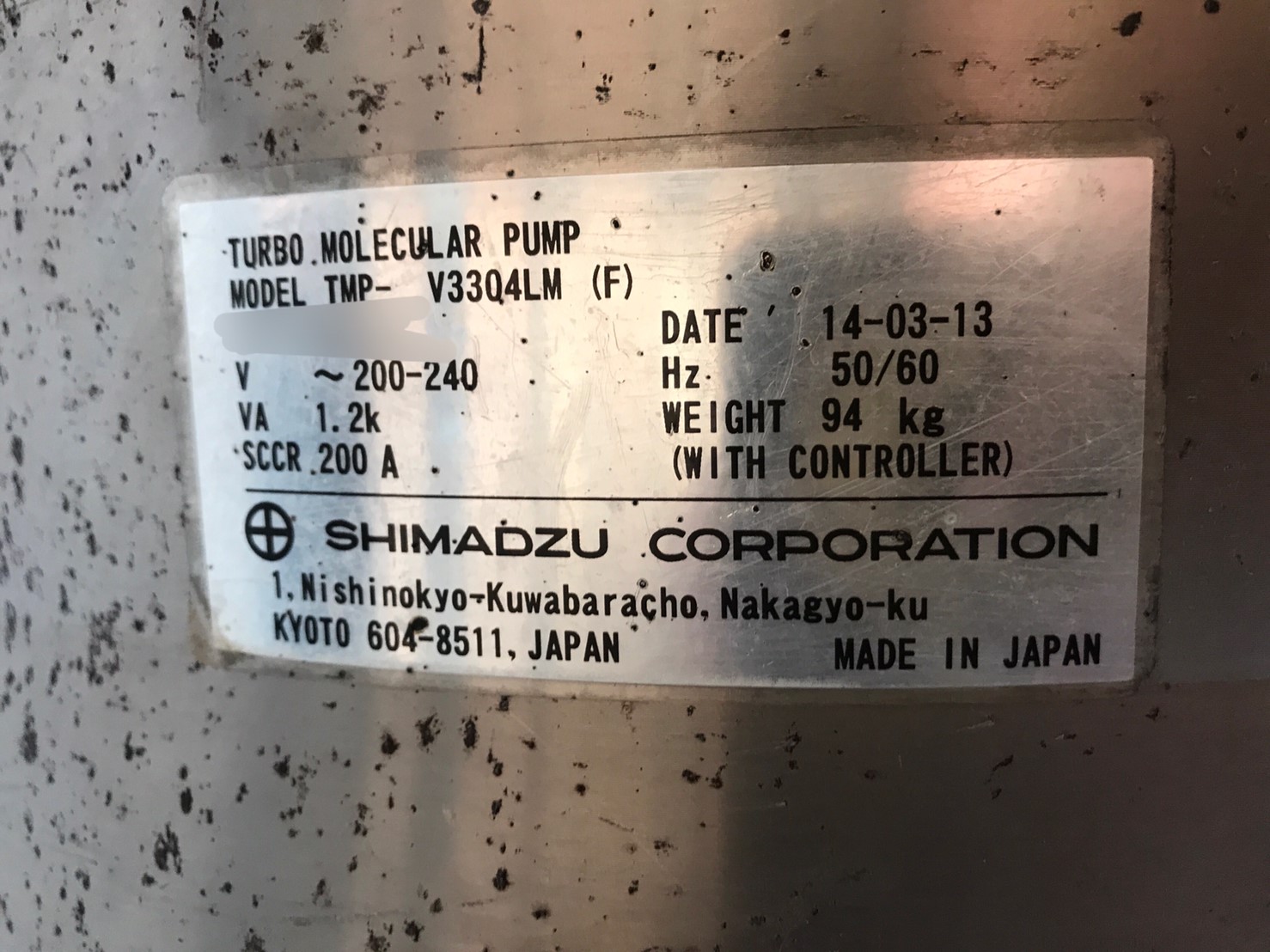 SHIMADZU TMP-V3304LM Turbo Pump圖片
