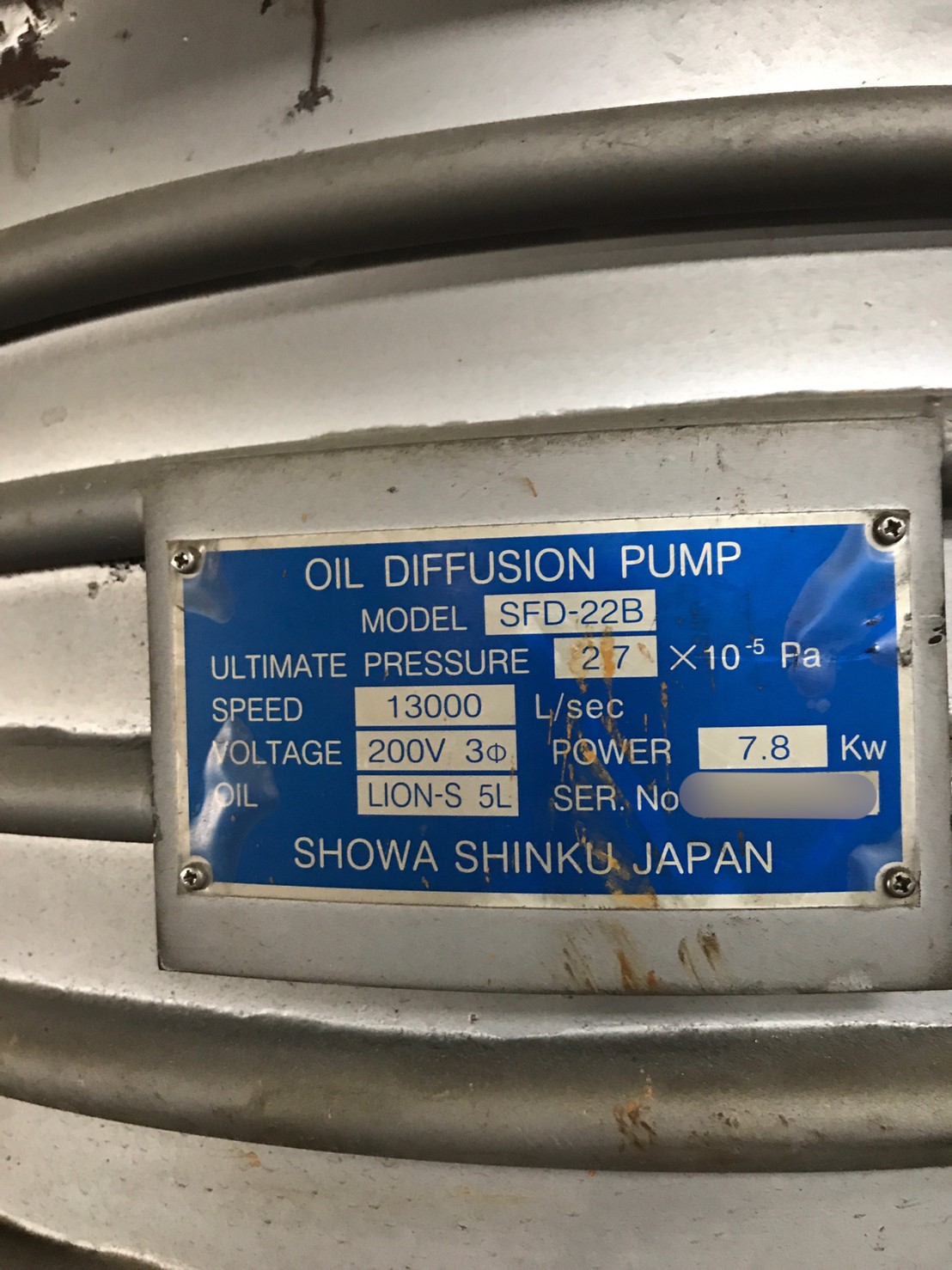SHOWA SHINKU SFD-22B OIL DIFFUSION PUMP圖片