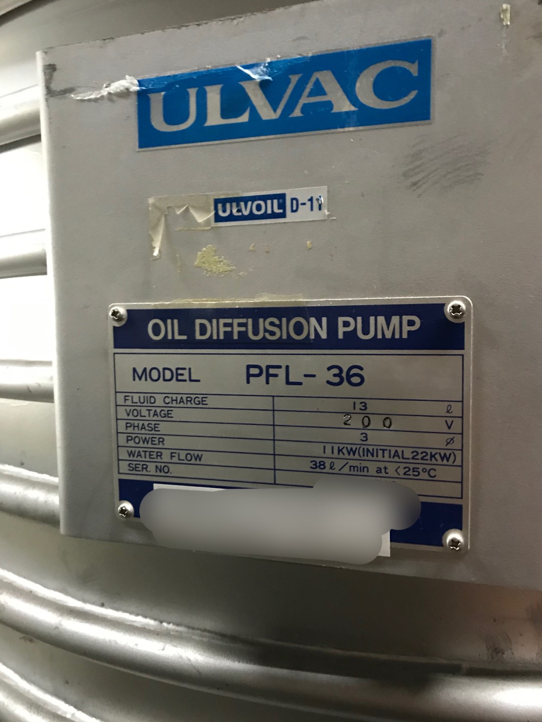 ULVAC PFL-36 OIL DIFFUSION PUMP圖片
