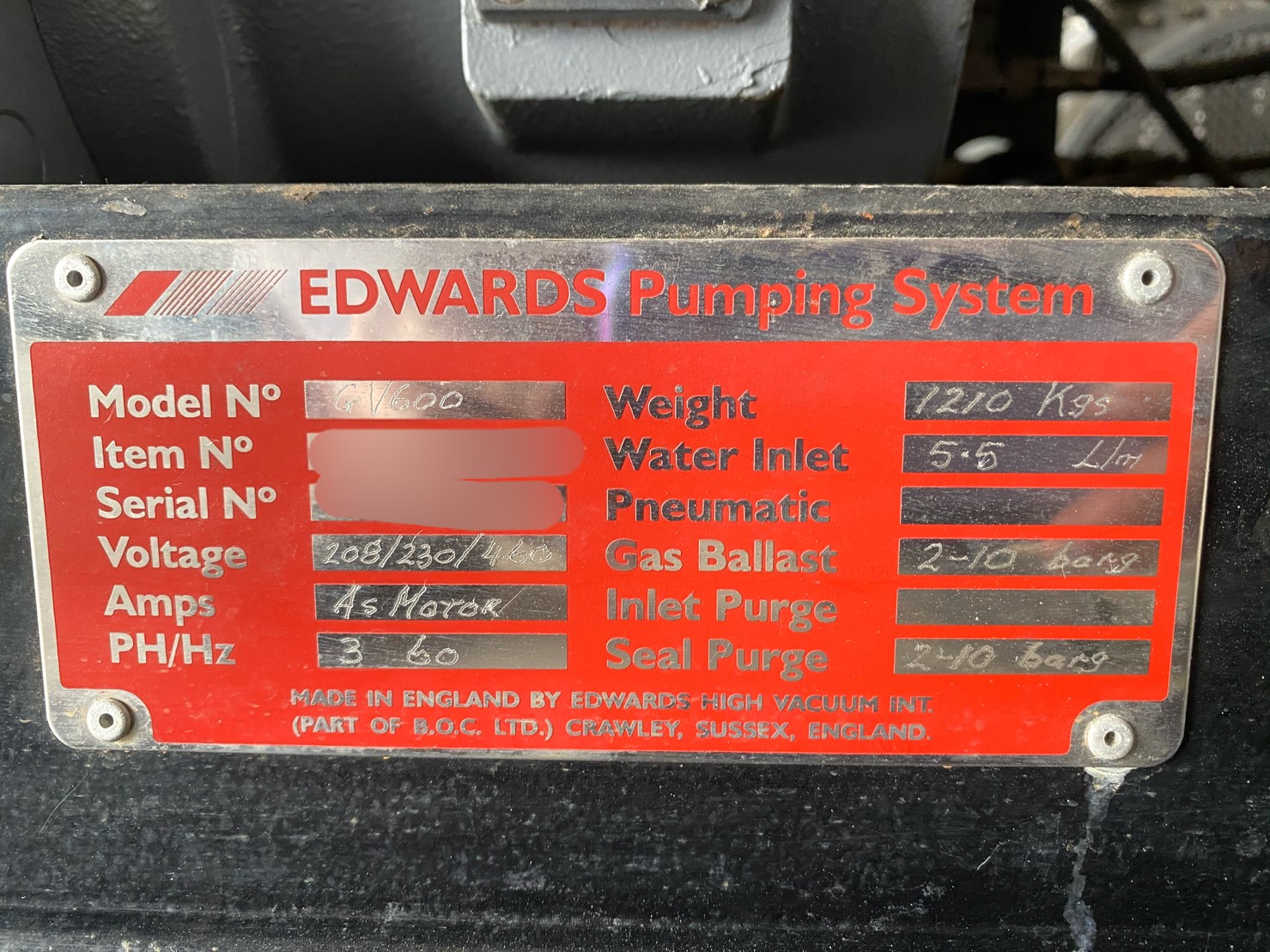 Edwards GV600 Dry Vacuum Pump圖片
