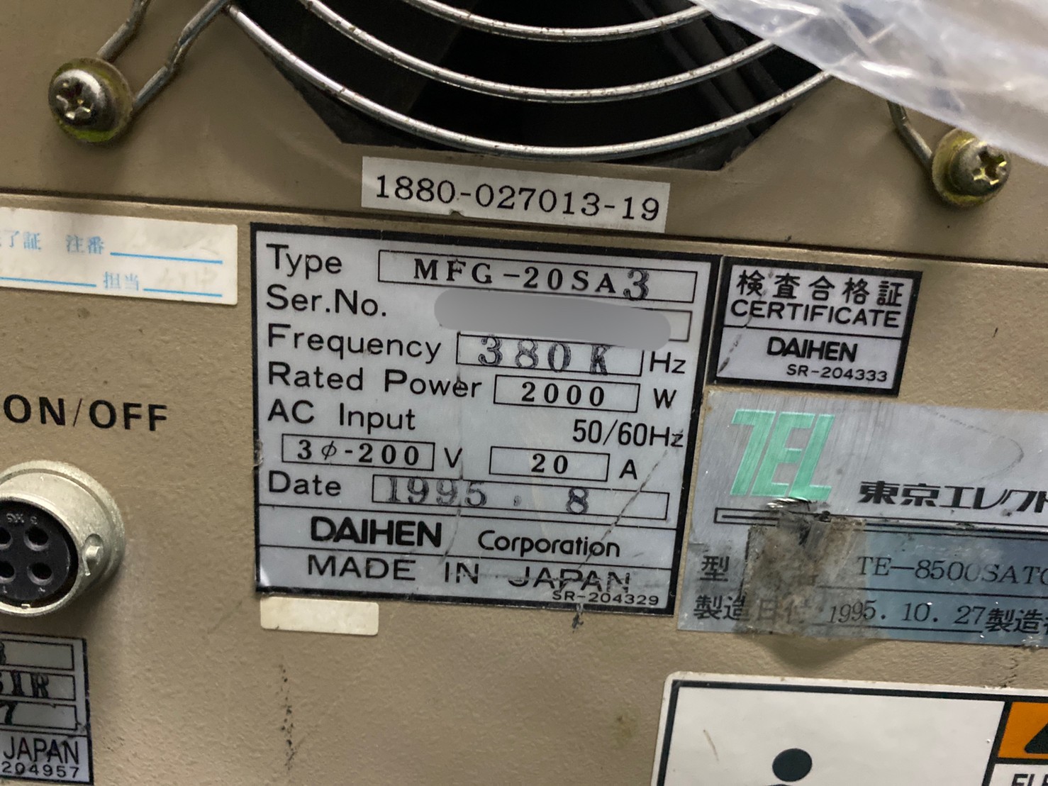 DAIHEN MFG-20SA3 / MFG-20SA3A RF GENERATOR圖片