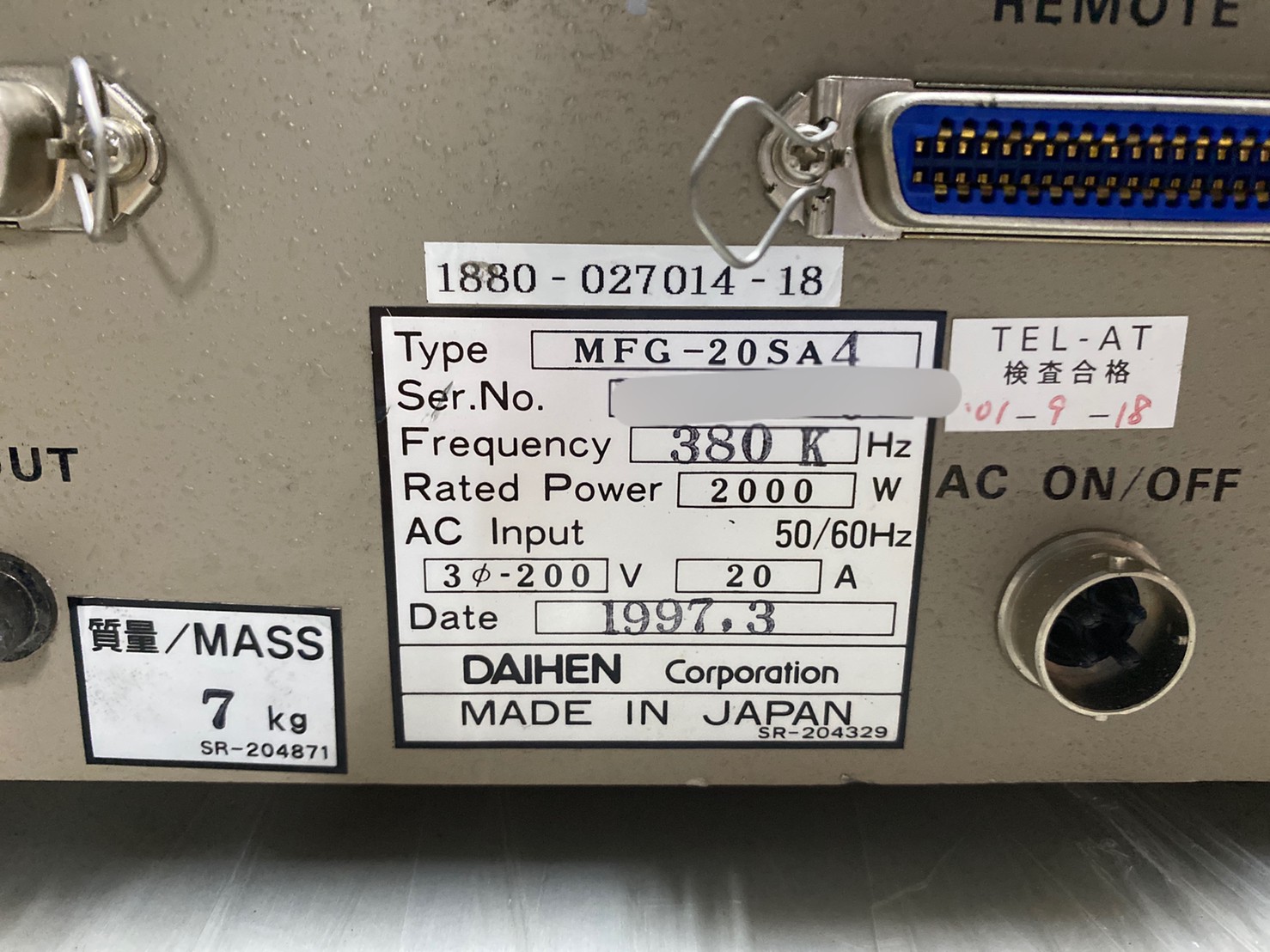 DAIHEN MFG-20SA3 / MFG-20SA4A RF GENERATOR圖片