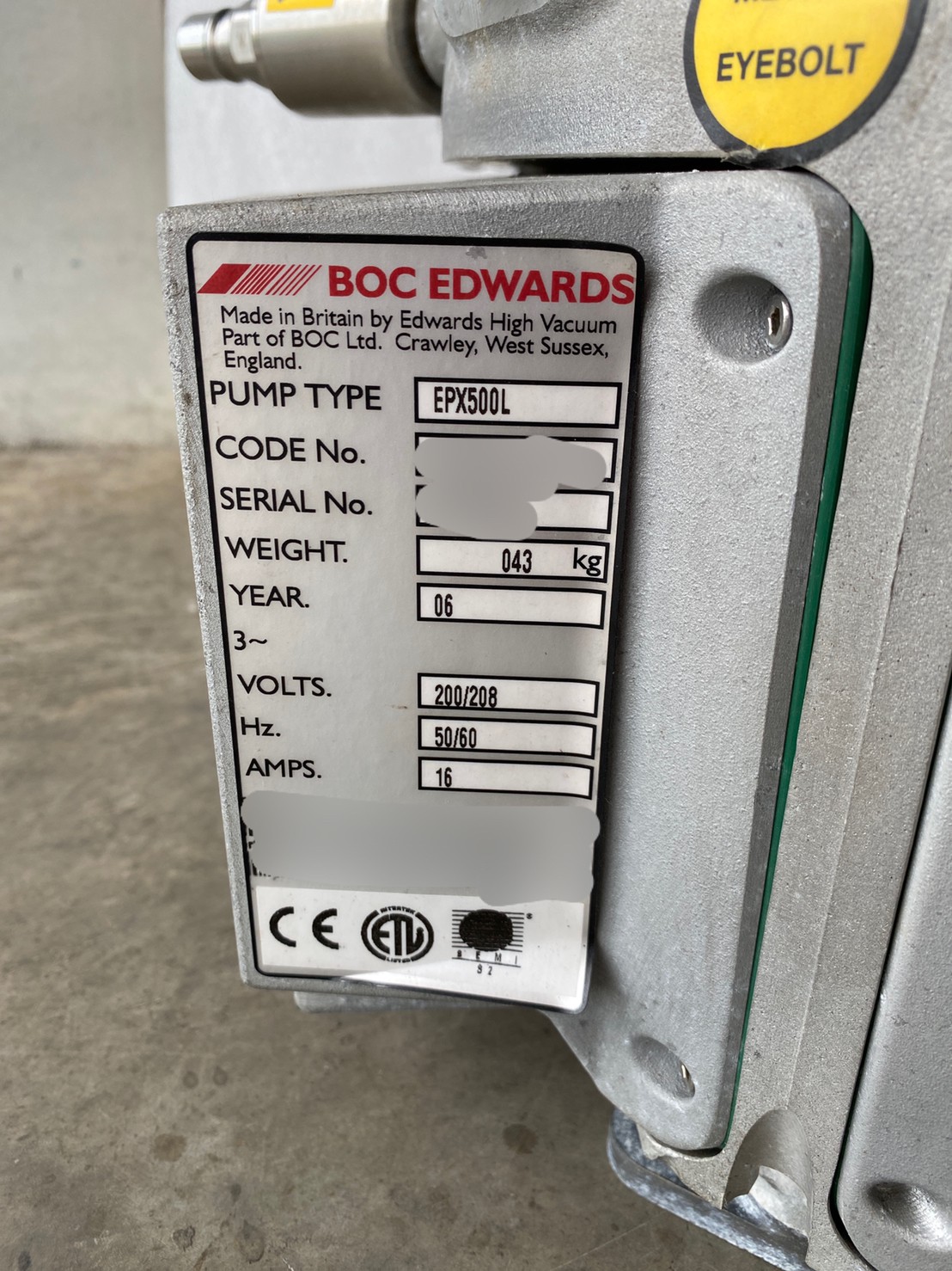 EDWARDS EPX500L Dry Vacuum Pump圖片