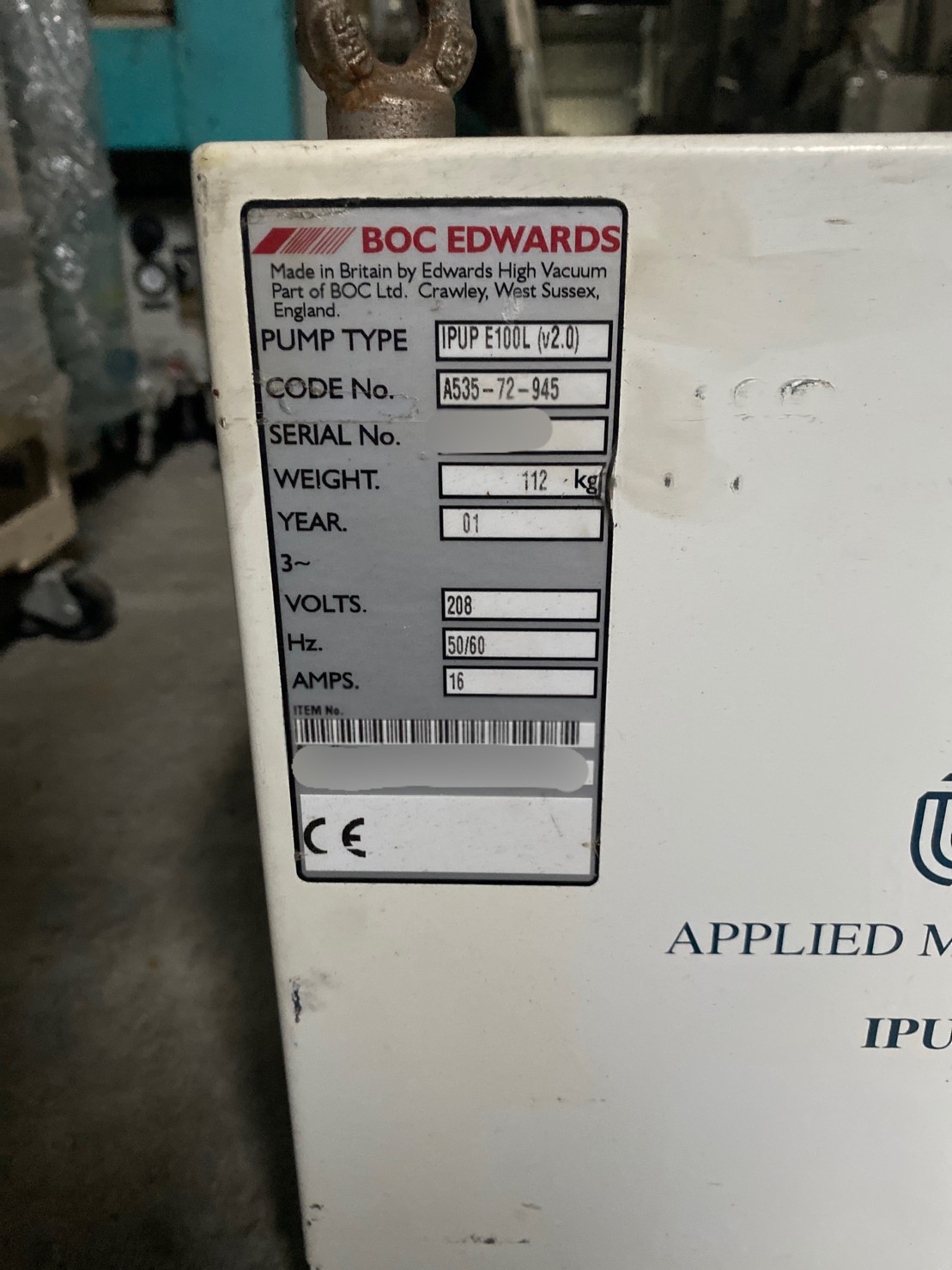 EDWARDS IPUP E100L(v2.0) Dry Vacuum Pump圖片