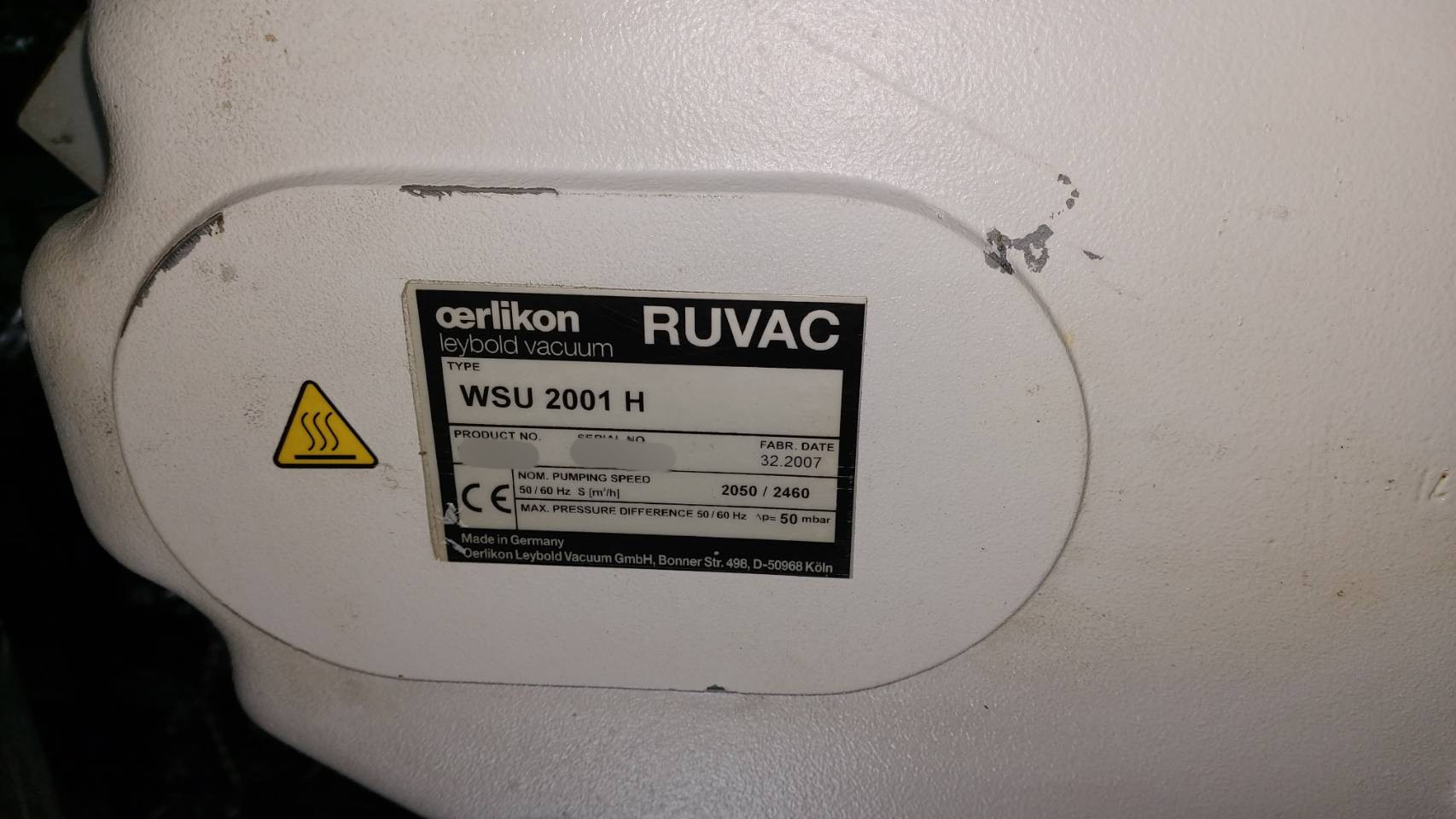 Leybold WSU 2001 H Mechanical Booster Pump圖片